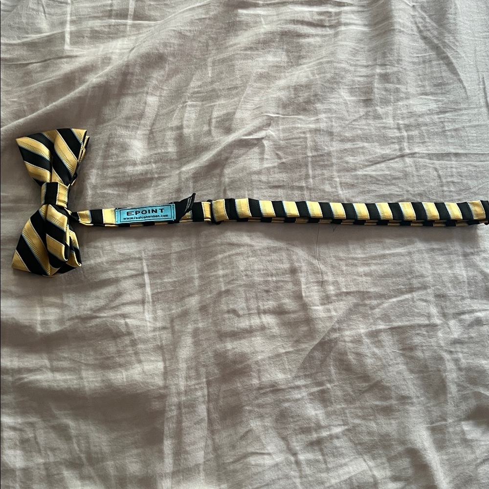 Epoint Yellow and Black Striped Bow Tie